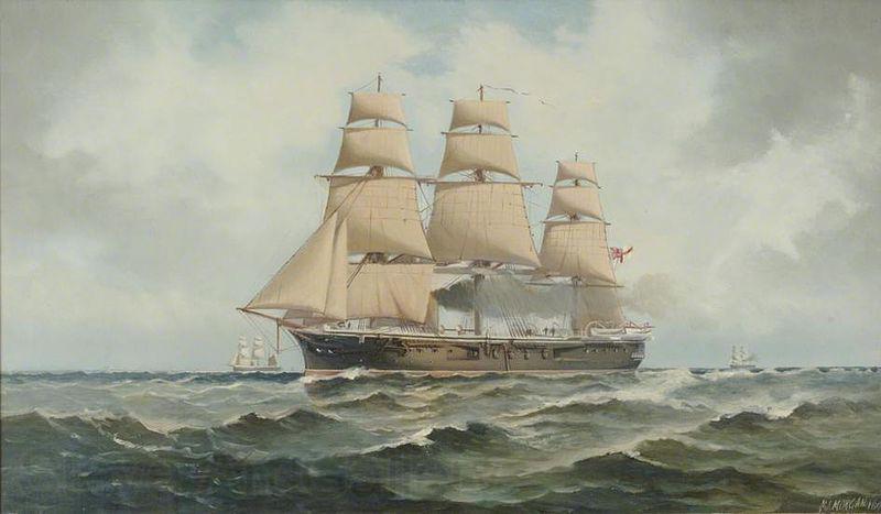 Henry J. Morgan HMS 'Penelope' Norge oil painting art
